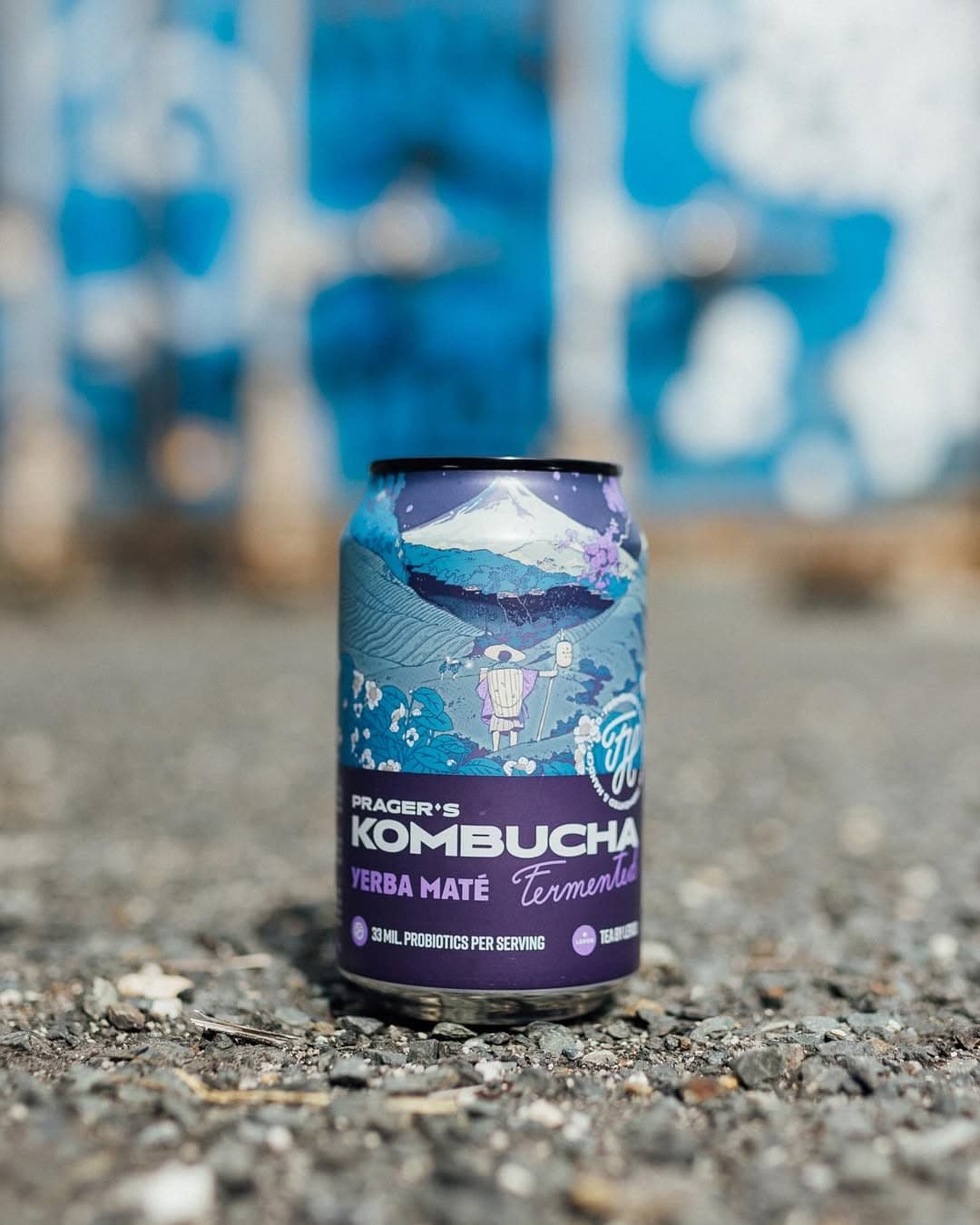 Láhev Prager's Kombucha Yerba Maté s lístky maté